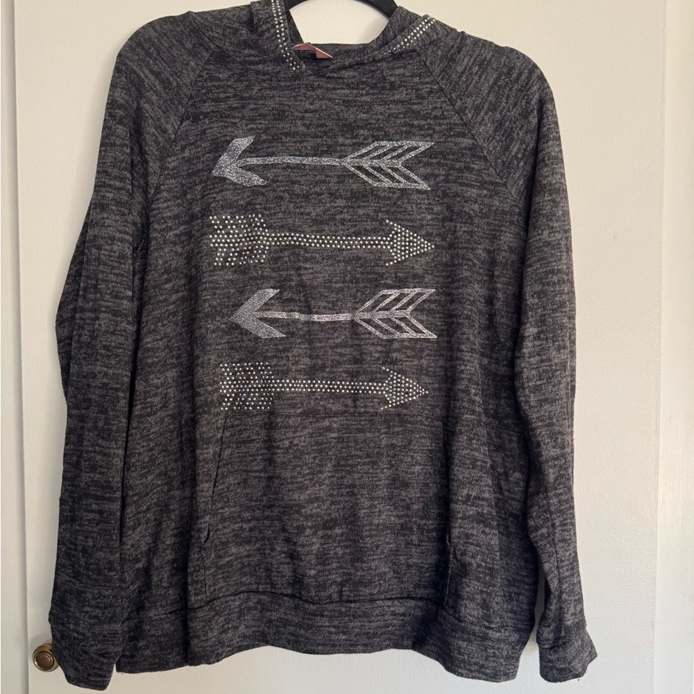 Women’s Gray Bling Arrow Sweater 1X